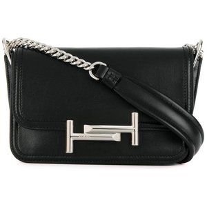 Tod's Mini Double T Shoulder Bag Black Ladies Handbag XBWAMUB0101
